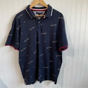 Tommy Hilfiger Shirt Mens 2XL Slim Fit Polo Spell Out 90's Y2K Streetwear Hiphop